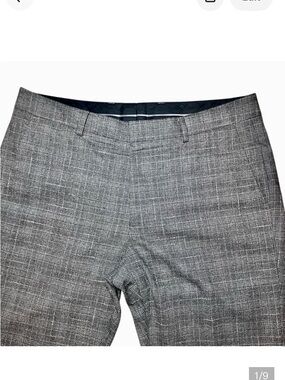 Bonobos Italian Stretch Wool Glen Plaid Dress Pants in Grey Men’s 33/30